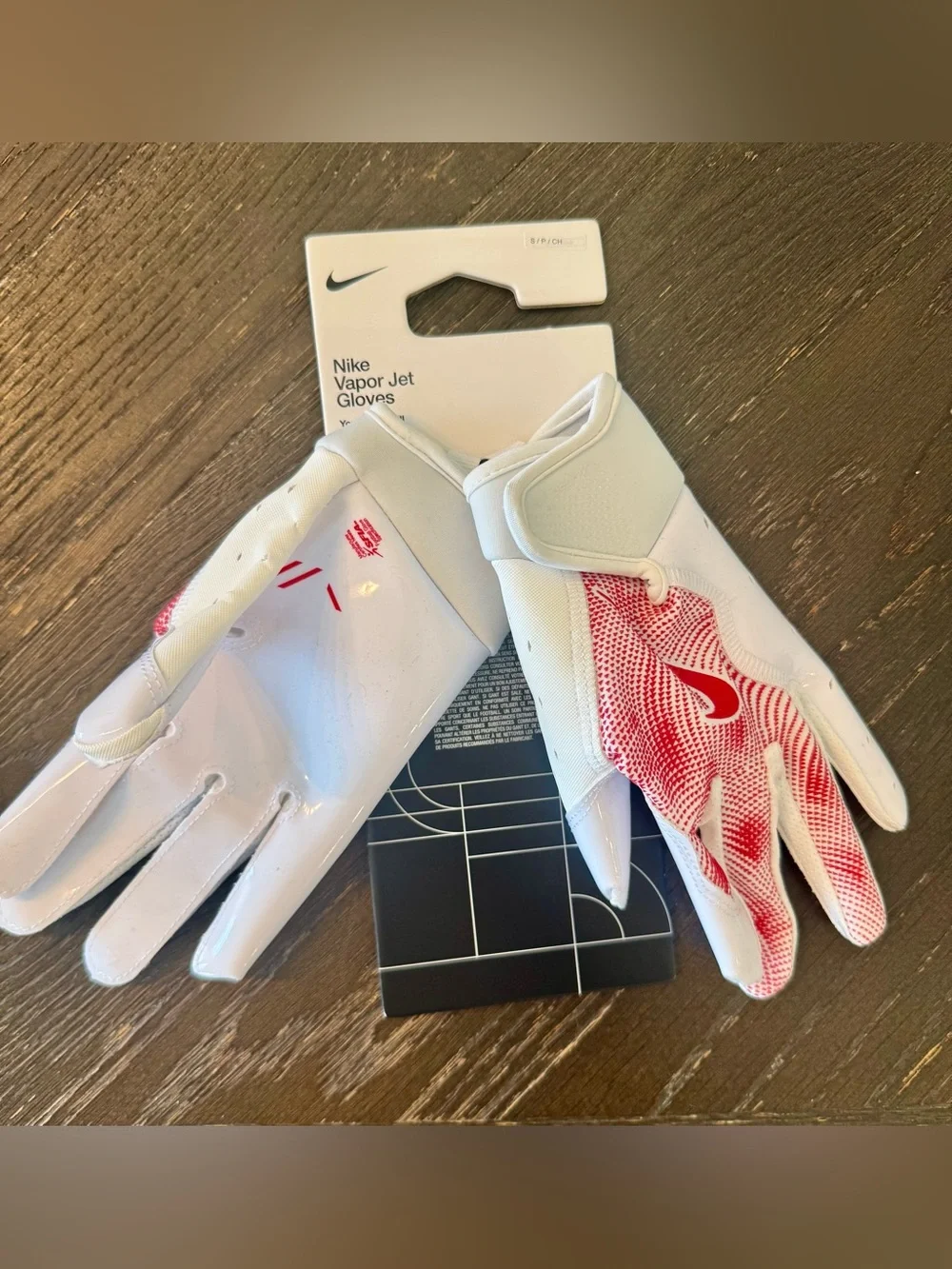 Nike Vapor Jet Youth Size Small Football Gloves White & Red. NWT